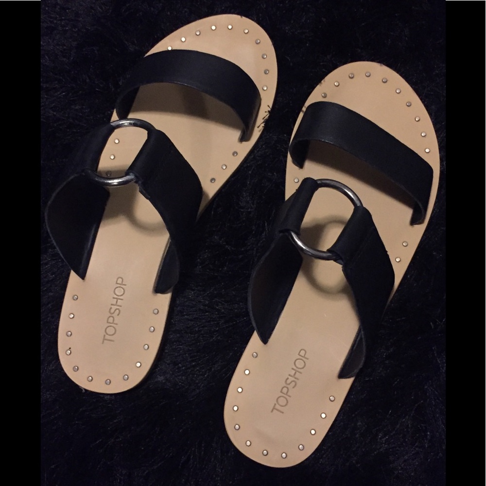 Top Shop leather slip on sandals